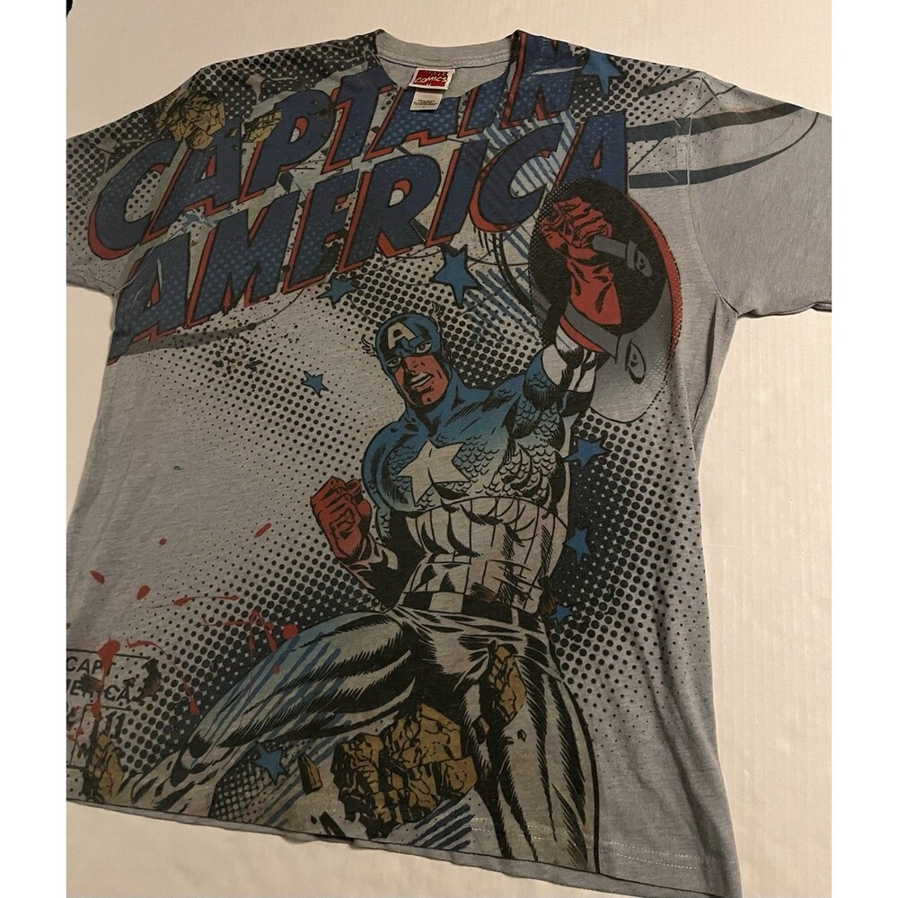 Vintage Marvel Captain America 2008 T-Shirt LARGE Avengers Comic Shield Movie